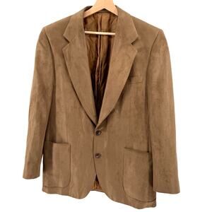 Vintage 90s Terzo Uomo Brown Velvet Two Button Menswear Blazer Jacket